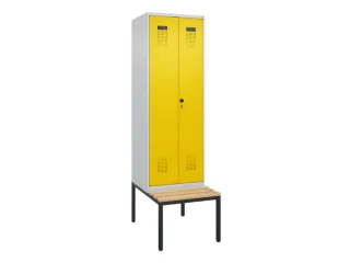 PBM-locker met bank,HxBxD 2120x600x815mm,2vak,vak B 300mm,draaigrendel - 2