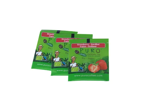 Puro Bio thee Aardbei zwarte thee Fairtrade 25 zakjes