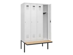locker met bank,HxBxD 2120x1200x815mm,4vak,vak B 300mm,cilinderslot