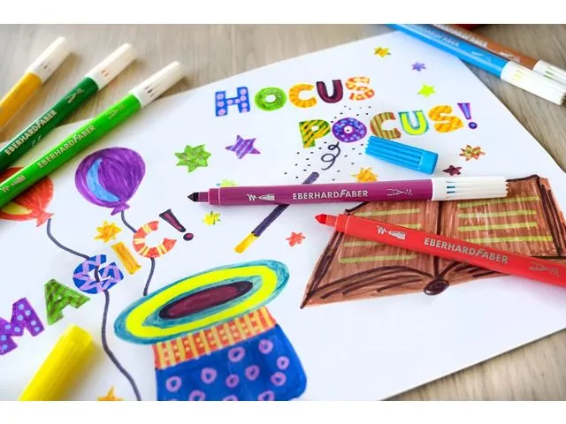 Viltstift Eberhard Faber magic marker 9 kleuren en 1 tovermarker