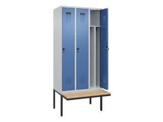 locker met bank,voor scheiding van kleding,HxBxD 2120x900x815mm,3vak - 1