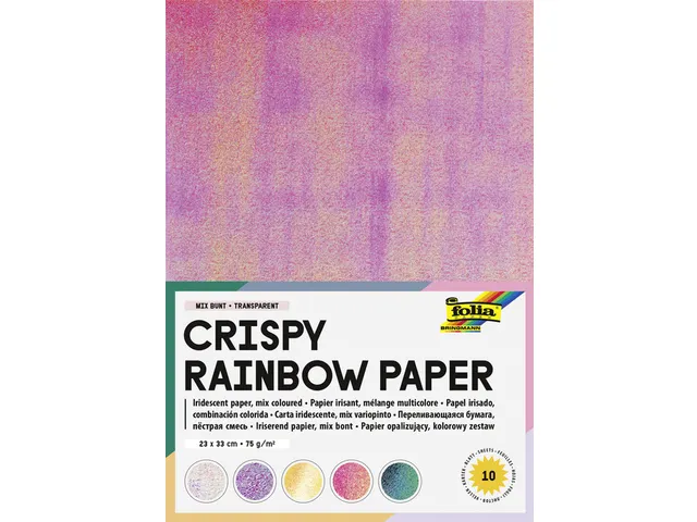 Regenboogpapier Folia 23x33cm iriserend 75gr 10 vel assorti