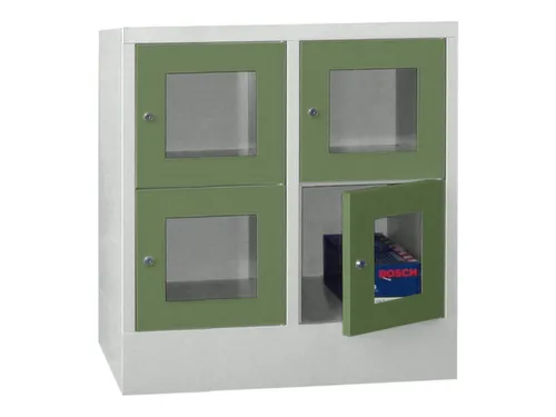 lockerkast,HxBxD 855x800x500mm,2x2vakken,RAL7035,front RAL6011