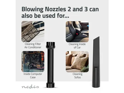 Handstofzuiger / luchtblazer Nedis 90W oplaadbaar zwart
