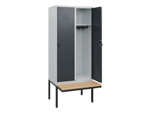locker met bank,HxBxD 1950x800x815mm,2vak,vak B 400mm,draaigrendel
