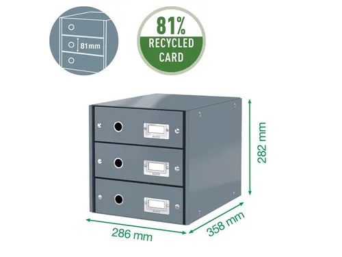 Ladenbox 3 Laden Leitz Click & Store 3 Laden Zwart 81% gerecycled kart