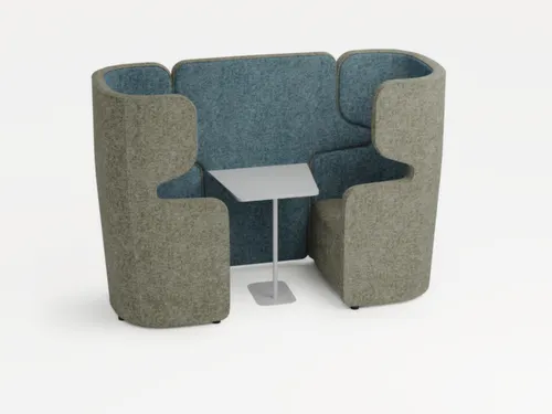 Zitgroep 2Fauteuils tafel Geluidabsorberend blauw grijs 1320x2200x860m