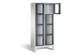 Lockerkast 1850x810x500mm 2x4 vakken Cilinderslot Poten, RAL7021