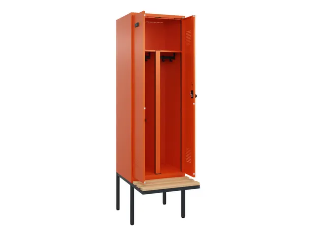 PBM-locker met bank,HxBxD 2120x600x815mm,2vak,vak B 300mm,draaigrendel