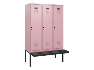 locker met bank,HxBxD 1950x1200x815mm,3vak,vak B 400mm,draaigrendel - 2