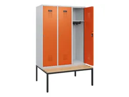 locker met bank,HxBxD 1950x1200x815mm,3vak,vak B 400mm,cilinderslot