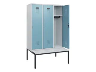 locker met bank,HxBxD 1950x1200x815mm,3vak,vak B 400mm,cilinderslot - 1