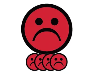 Magneet smiley 75mm emotie bedroefd rood 5 stuks - 1