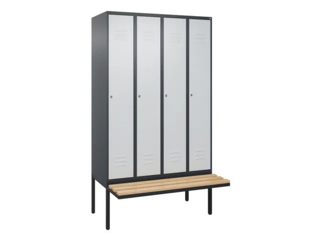 locker met bank,HxBxD 2120x1200x815mm,4vak,vak B 300mm,cil.-slot