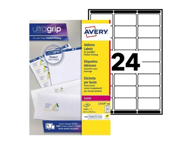 Adresetiket Avery QuickPeel L7159-100 63.5x33.9mm Wit 2400 stuks