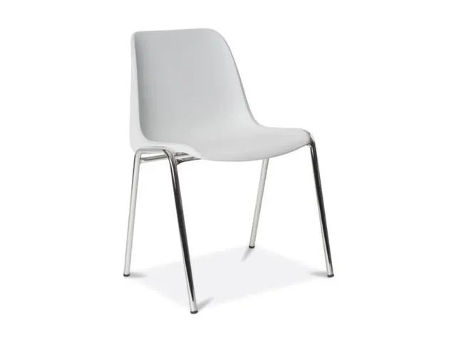 Bezoekersstoel,4Voeten Verchroomd,Zitschaal Kunststof Lichtgrijs