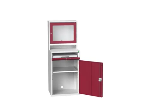 pc-kast monitorvak 1650x650x550mm toetsenbordblad RAL7035+RAL3004