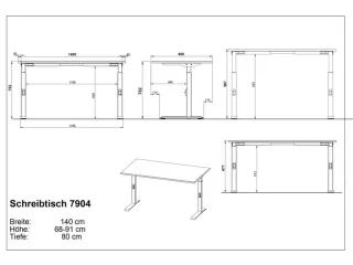 In hoogte verstelbaar bureau,HxBxD 680-910x1400x800mm,blad grafiet - 5