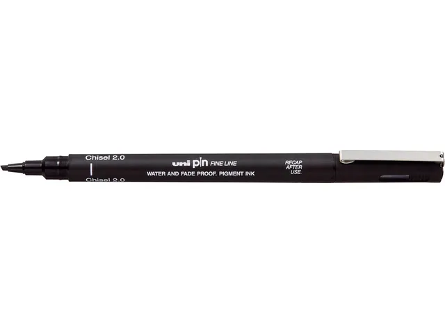 Uni Pin fineliner, 2,0 mm, schuine punt, zwart