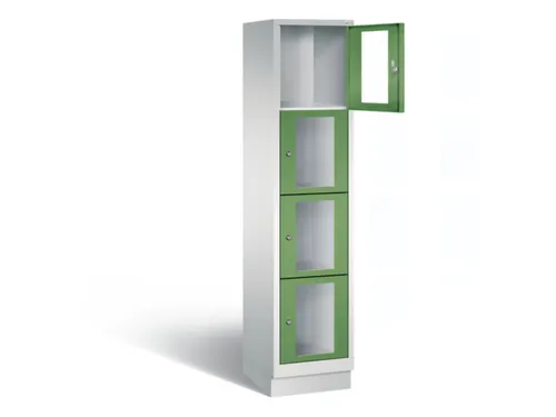 Lockerkast 1800x420x500mm 1x4 vakken Cilinderslot, Sokkel, RAL6011