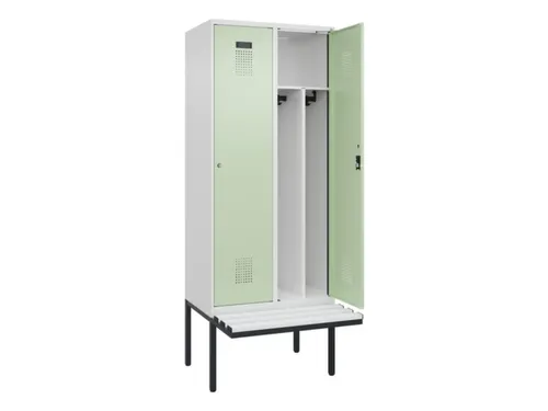 locker met bank,voor scheiding van kleding,HxBxD 2120x800x815mm,2vak