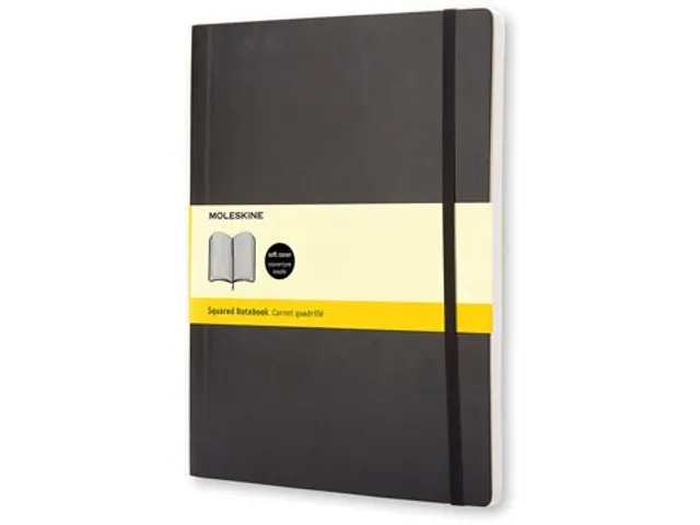 Notitieboek 19 X 25 Cm Geruit Soepele Cover Zwart