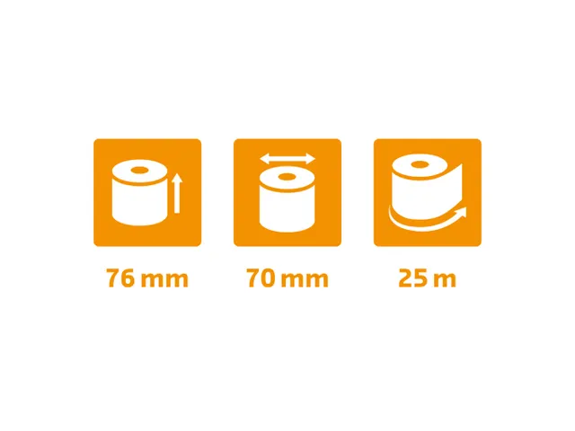 Telmachine- en Kassarollen 2-voud 76mm breed 76x70x12mm, Wit
