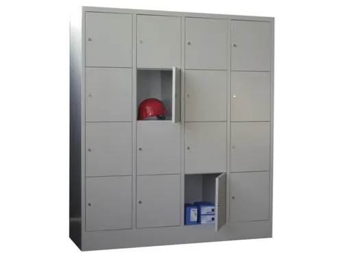 lockerkast,RAL 7035,HxBxD 1850x1600x500mm,4x4vakken,vak B 400mm