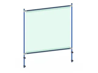 anti-speekselscherm,pvc-folie,glashelder,frame staal RAL5007 - 1