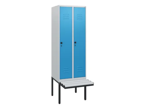 locker met bank,HxBxD 1950x600x815mm,2vak,vak B 300mm,draaigrendel