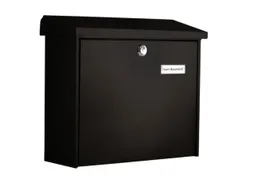 muurbrievenbus,staal,zwart,HxBxD 340x380x148mm,inworp boven
