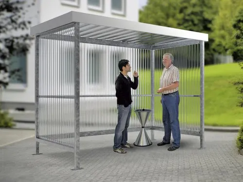 rokersoverkapping,HxBxD 2360x2960x1580mm,wanden gegolfd polycarbonaat