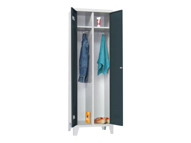 garderobekast,HxBxD 1850x600x500mm,2vak,RAL7035,front RAL7016