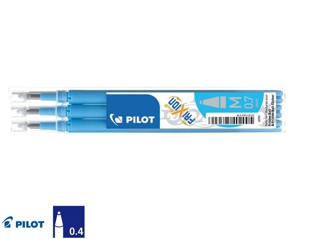 Recharge pour stylo roller Pilot Frixion Ball, moyenne, bleue, les 3  recharges