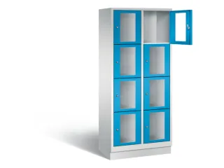 Lockerkast 1800x810x500mm 2x4 vakken Cilinderslot, Sokkel, RAL5012 - 1