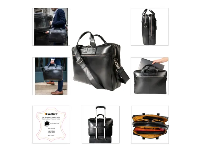 Computertas-dubbel E xactive zwart leder