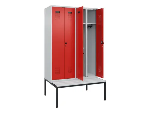 locker met bank,voor scheiding van kleding,HxBxD 2120x1200x815mm,4vak
