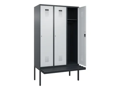 locker met bank,HxBxD 2120x1200x815mm,3vak,vak B 400mm,cilinderslot
