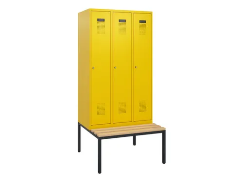locker met bank,HxBxD 1950x900x815mm,3vak,vak B 300mm,cilinderslot