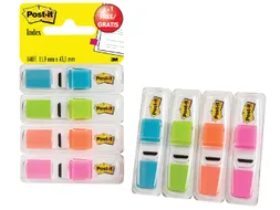 Indextabs 3M Post-it 6834 11.9mmx43.1mm helder 3+1 gratis assorti