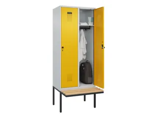 locker met bank,HxBxD 2120x800x815mm,2vak,vak B 400mm,draaigrendel - 1