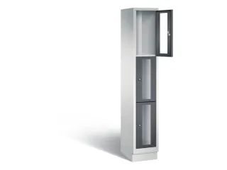 Lockerkast 1800x320x500mm 1x3 vakken Cilinderslot, Sokkel, RAL7021 - 1