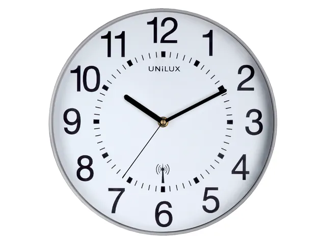 Wandklok Unilux Maxi radio controlled Ø37,5cm lichtgrijs/wit cijfers