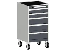 ladekast verrijdbaar 980x525x525mm 5laden RAL7035 front RAL7016