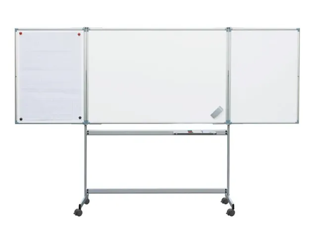 Tableau Blanc Tryptique Mobile, Maulpro, 100x150 Cm