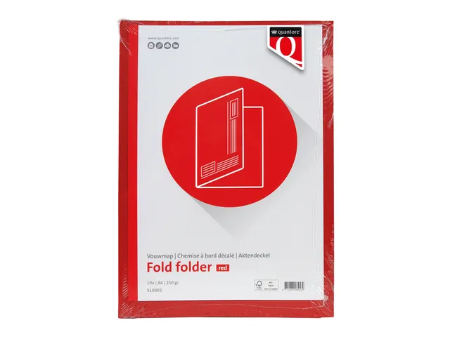 Vouwmap Quantore A4 ongelijke zijde 230gr rood