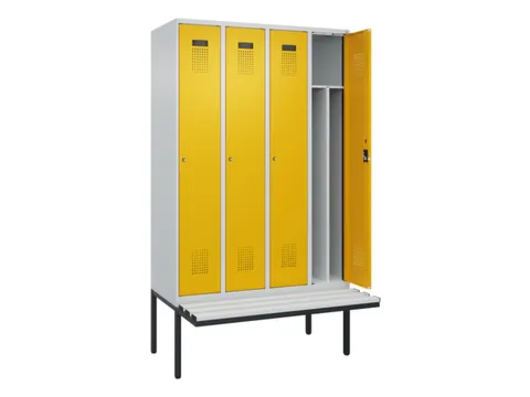 locker met bank,voor scheiding van kleding,HxBxD 2120x1200x815mm,4vak