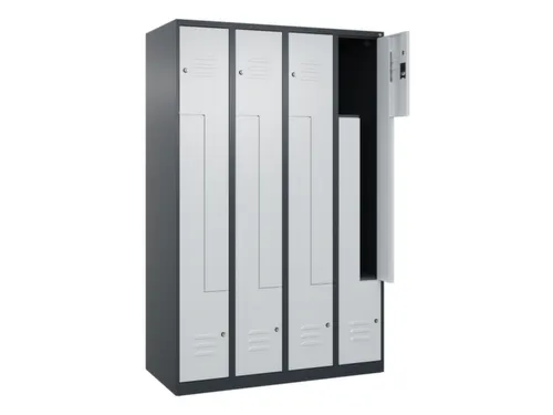 Z-garderobekast,HxBxD 1850x1200x500mm,vak B 150/300mm,cil.-slot