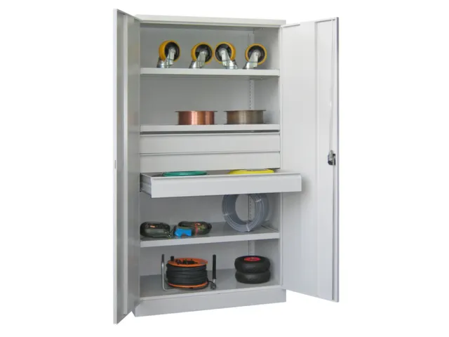 systeemkast,HxBxD 1950x1040x630mm,3xStalen bodem,RAL7035,front RAL5012