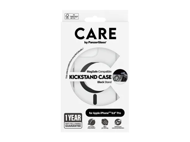 PanzerGlass CARE by Case Transparent w. Black Kickstand & MagSaf